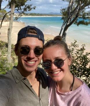 Steve Titmus daughter Ariarne Titmus with her boyfriend at Noosa Heads.